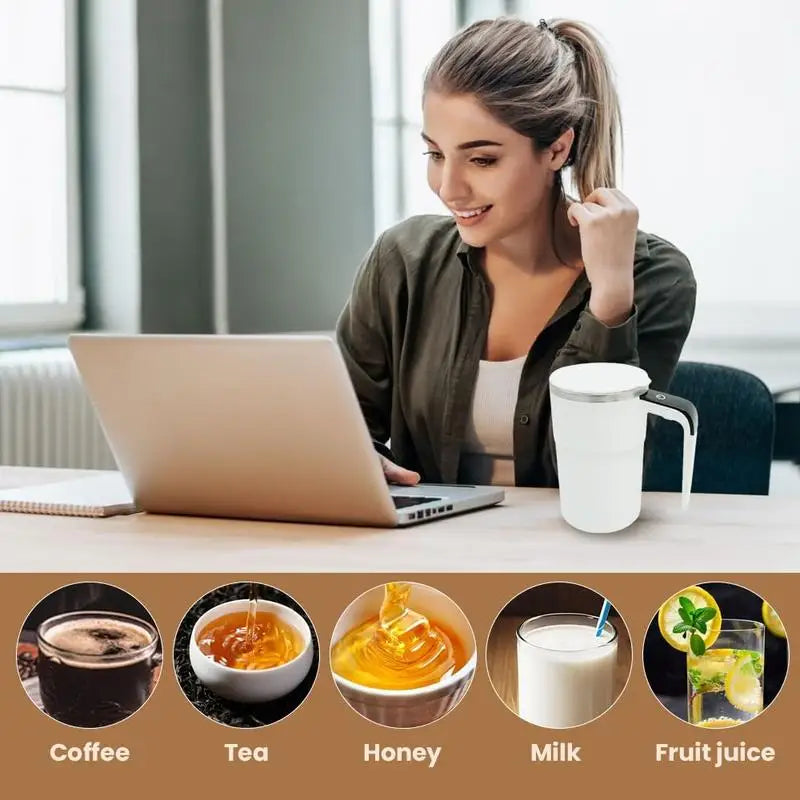 Rechargeable Magnetic Self-Stirring Coffee Mug with LCD Thermometer
