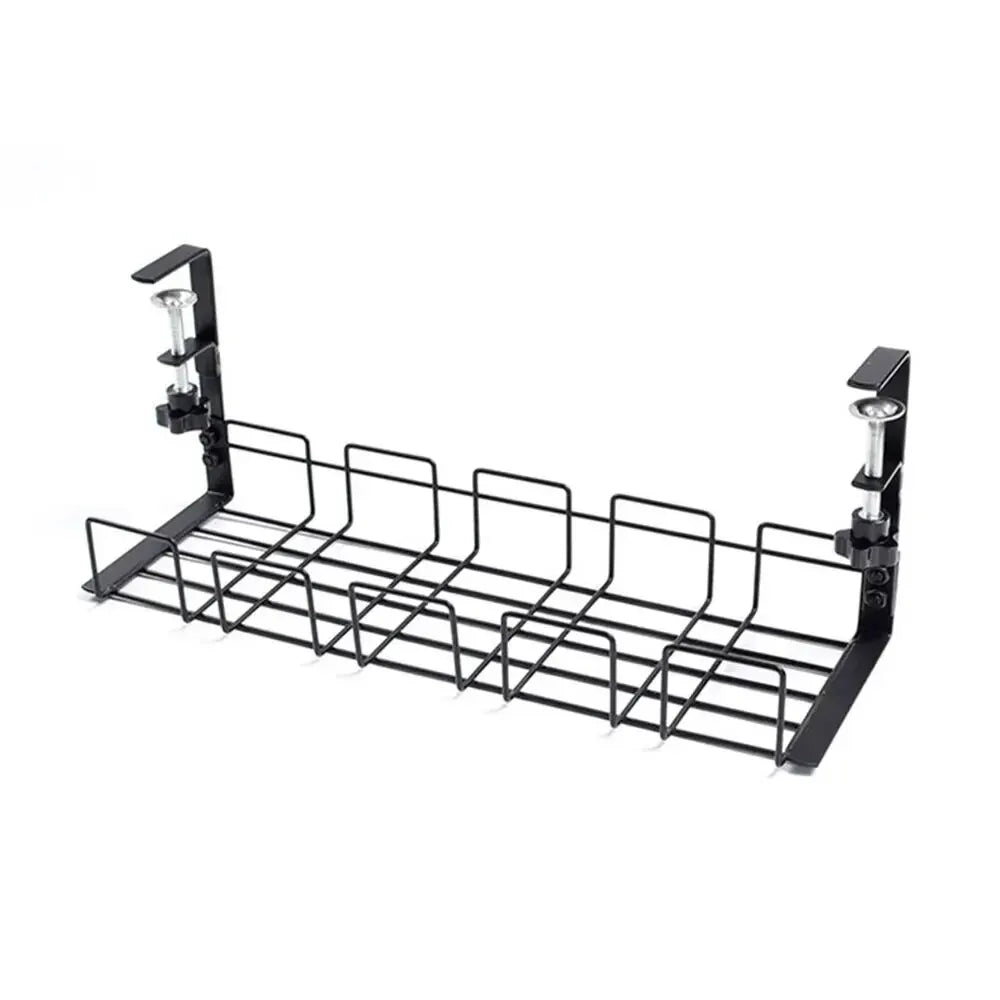 Under-Desk Cable Management Tray - No-Punch Metal Wire Organizer for Home Office & Kitchen - Hom Haven