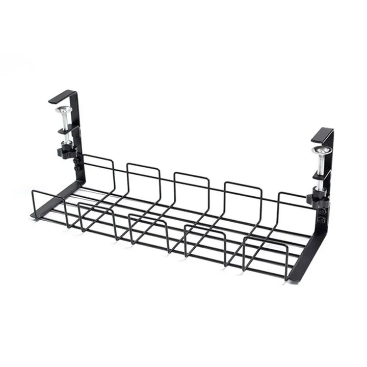 Under-Desk Cable Management Tray - No-Punch Metal Wire Organizer for Home Office & Kitchen