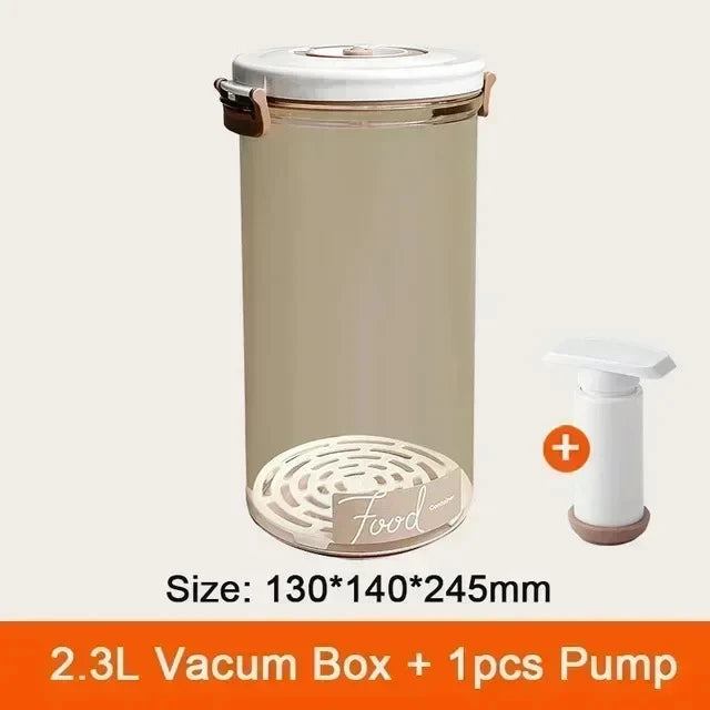 Vacuum Sealed Food Storage Box - Large Capacity Transparent Fresh-Keeping Kitchen Container with Pump