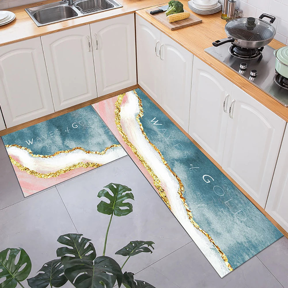 Soft Washable Kitchen Floor Mat - Anti-Slip Long Area Rug for Bedroom, Hallway & Bathroom Entrance