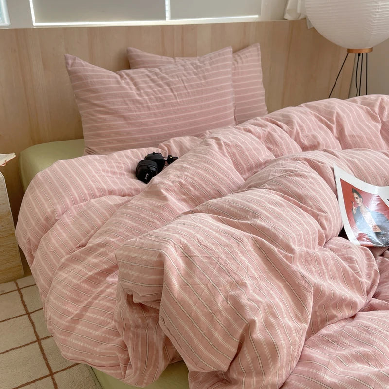 100% cotton Soft Bedding Set Stripe Printing Duvet Cover with Pillow Case Bedclothes Bedspread Pillowcases Comforter Sets