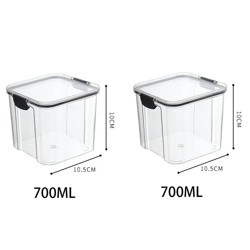 5-Piece Transparent Sealed Storage Jar Set - Stackable Airtight Kitchen Organizer for Dried Goods & Multigrain (700ml-1800ml)