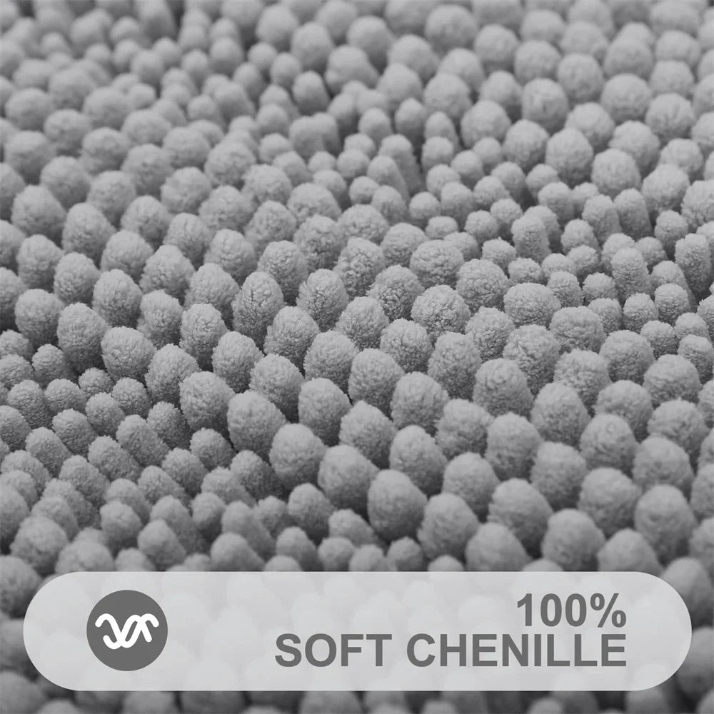 Olanly Chenille Non-Slip Bath Mat - Soft Fluffy Shag Microfiber Shower & Bathroom Floor Rug - Hom Haven