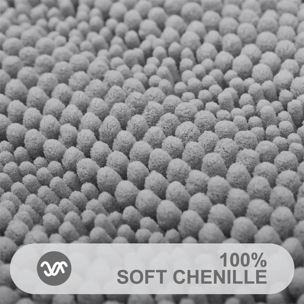 Olanly Chenille Non-Slip Bath Mat - Soft Fluffy Shag Microfiber Shower & Bathroom Floor Rug - Hom Haven