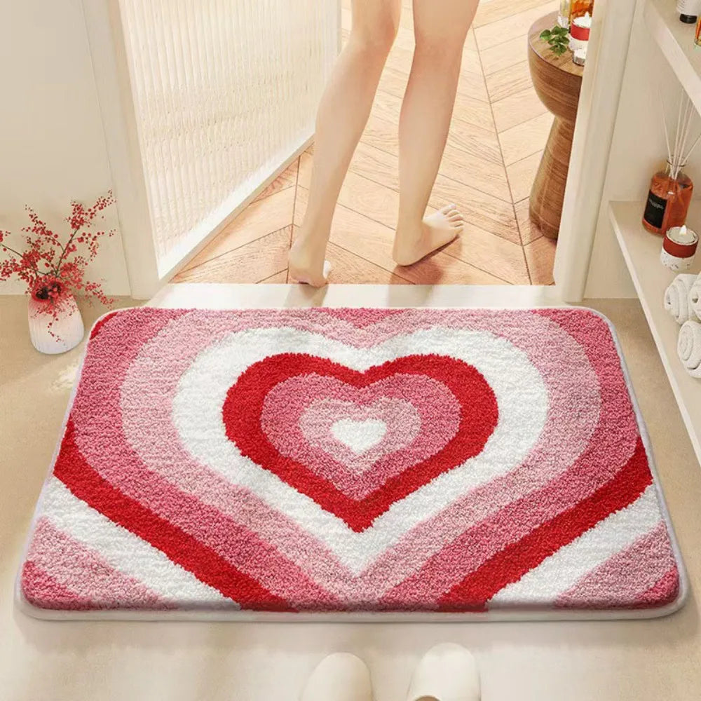 VIKAMA Angel Wings Bathroom Carpet - Pink Love Wave Edge Anti-Slip Bedroom & Entryway Rug - Hom Haven