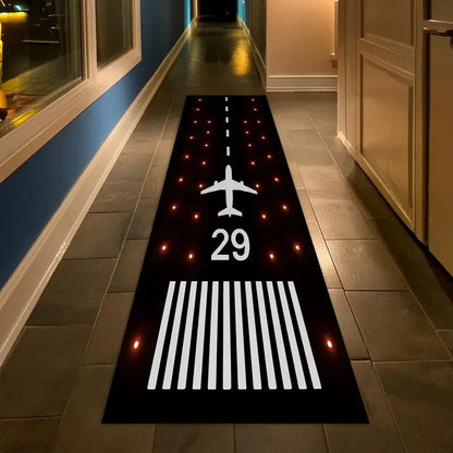 Runway Aviation Airport Track Design Rug - Modern Living Room & Bedroom Decorative Carpet - Hom Haven