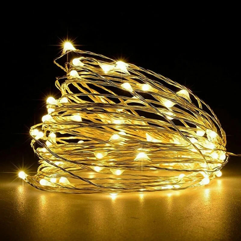Fairy Light String LED Copper Wire - Battery Powered Bedroom, Garden & Wedding Decoration (1/2/3/5/10M) - Hom Haven