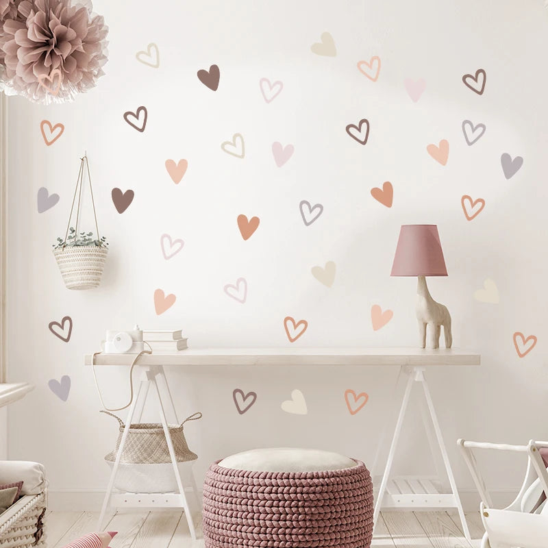 36-Piece Boho Heart Wall Stickers - Trendy Bohemian Wall Decals for Living Room, Bedroom & Nursery - Hom Haven