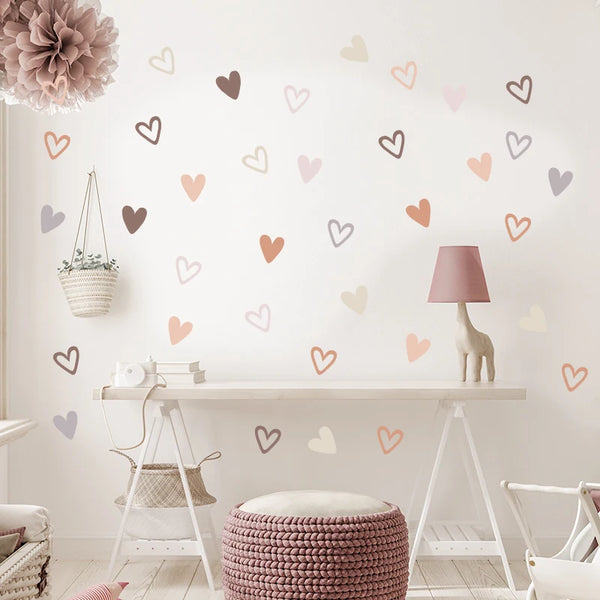 36-Piece Boho Heart Wall Stickers - Trendy Bohemian Wall Decals for Living Room, Bedroom & Nursery - Hom Haven