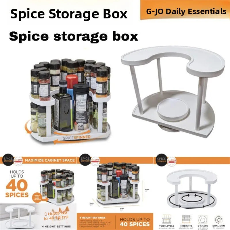 Adjustable Rotating Spice Rack Organizer, Large-Capacity Kitchen Storage Holder