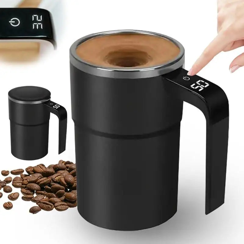 Rechargeable Magnetic Self-Stirring Coffee Mug with LCD Thermometer
