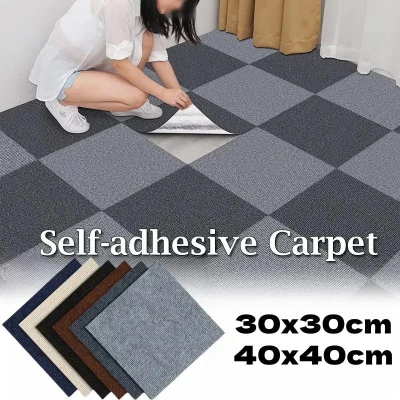 10pcs 30x30/40x40cm Self Adhesive Carpet Floor Tiles Sticker Square Rugs Peel and Stick Mat DIY Flooring for Bedroom Home Decor