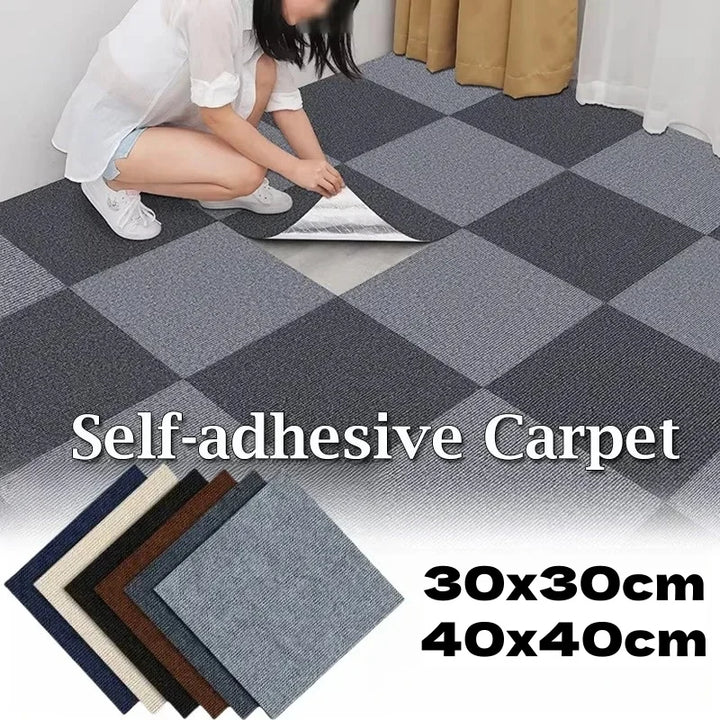 10pcs 30x30/40x40cm Self Adhesive Carpet Floor Tiles Sticker Square Rugs Peel and Stick Mat DIY Flooring for Bedroom Home Decor