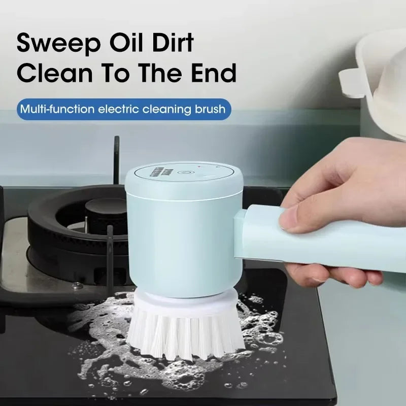 Cordless Electric Spin Scrubber 5-in-1 Brush for Bathroom Kitchen Cleaning