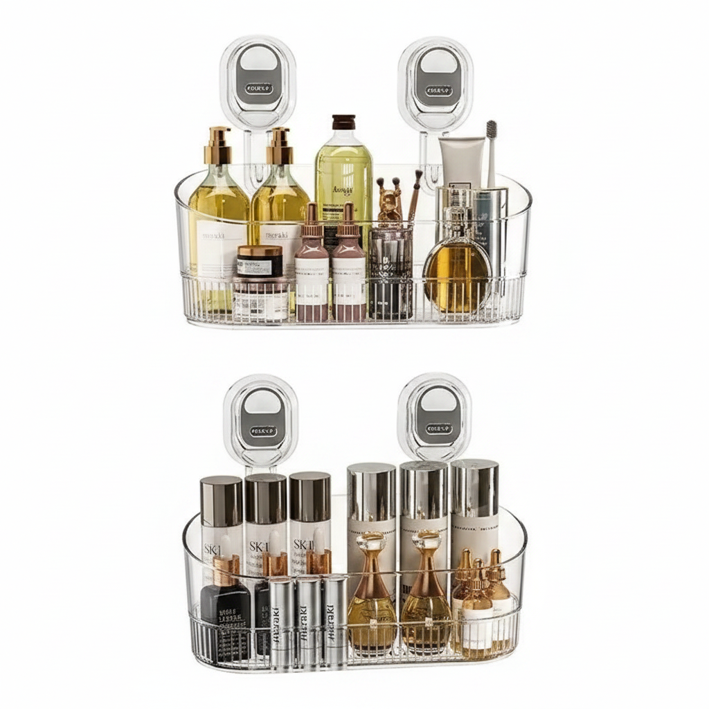 No-Drill Suction Bathroom Storage Shelf Organizer
