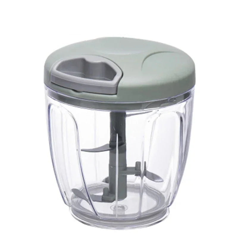 Manual Garlic Chopper & Vegetable Cutter - 500/900ml Rotating Slicer, Crusher & Meat Grinder