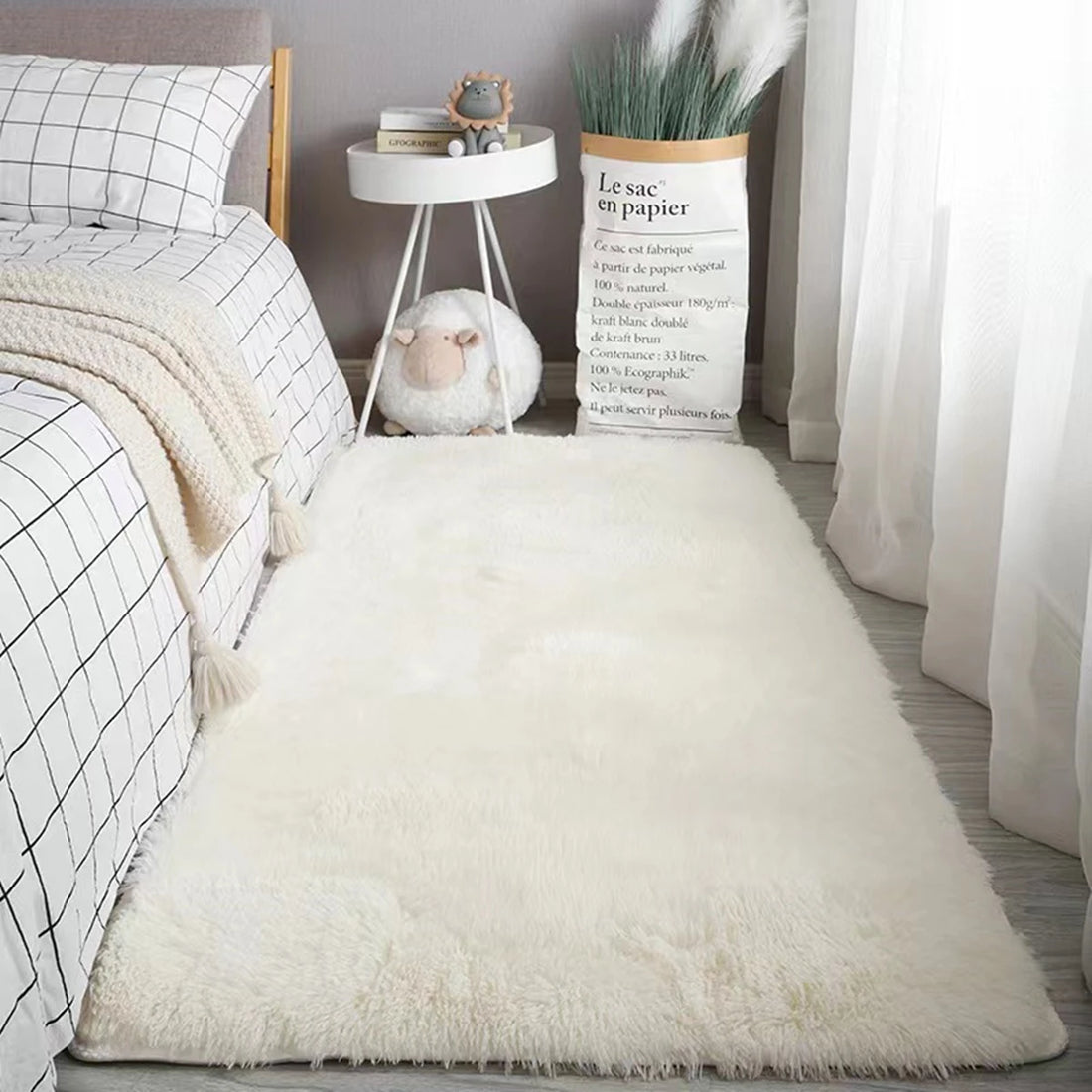 Soft Fluffy Tie-Dyed Shaggy Area Rug - Non-Slip Fuzzy Plush Bedside & Living Room Carpet