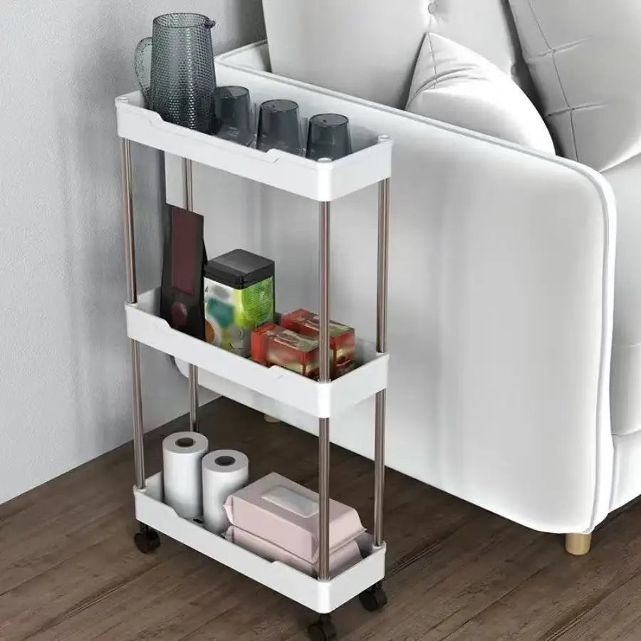 3 Layer Rolling Bathroom Storage Cart With Wheels Multi-purpose Organizer for Bathroom Kitchen Office Utility