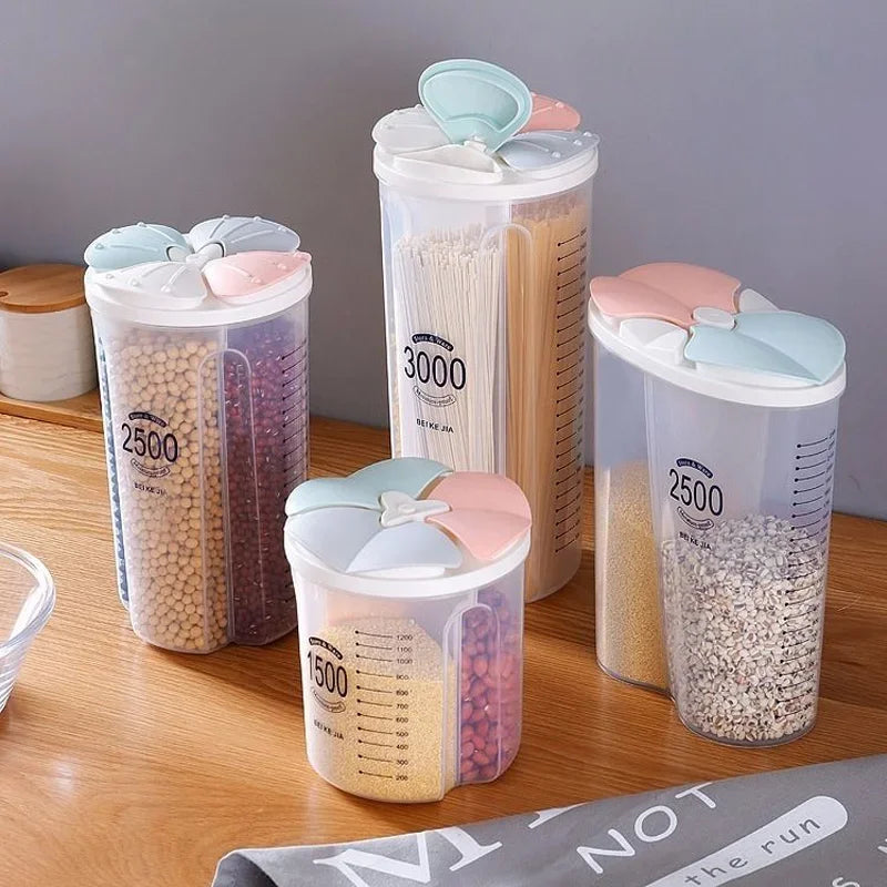 Moisture-Proof Sealed Grain Food Storage Tank - Multi-Grid Large Capacity Transparent Kitchen Organizer