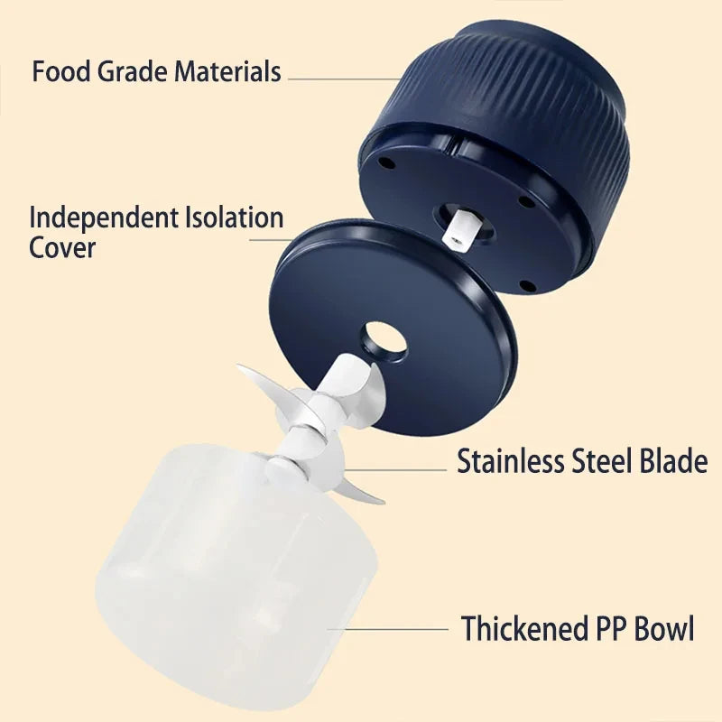 250ml Mini Electric Garlic & Vegetable Chopper USB Rechargeable Kitchen Grinder