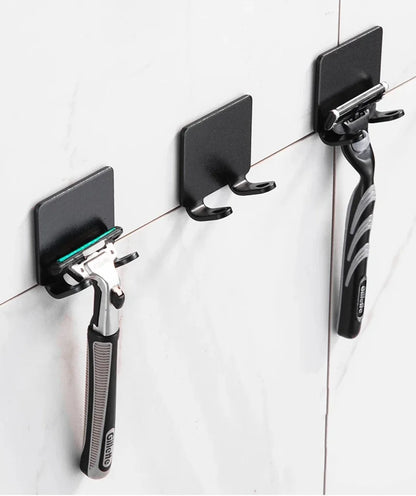 Punch-Free Stainless Steel Razor Holder - Wall Mount Shaver Shelf & Bathroom Storage Hook - Hom Haven