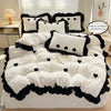 3 Piece Sheet Set Black heart embroidery duvet cover Set , comfortable Bedding Set Bedspread for All Season