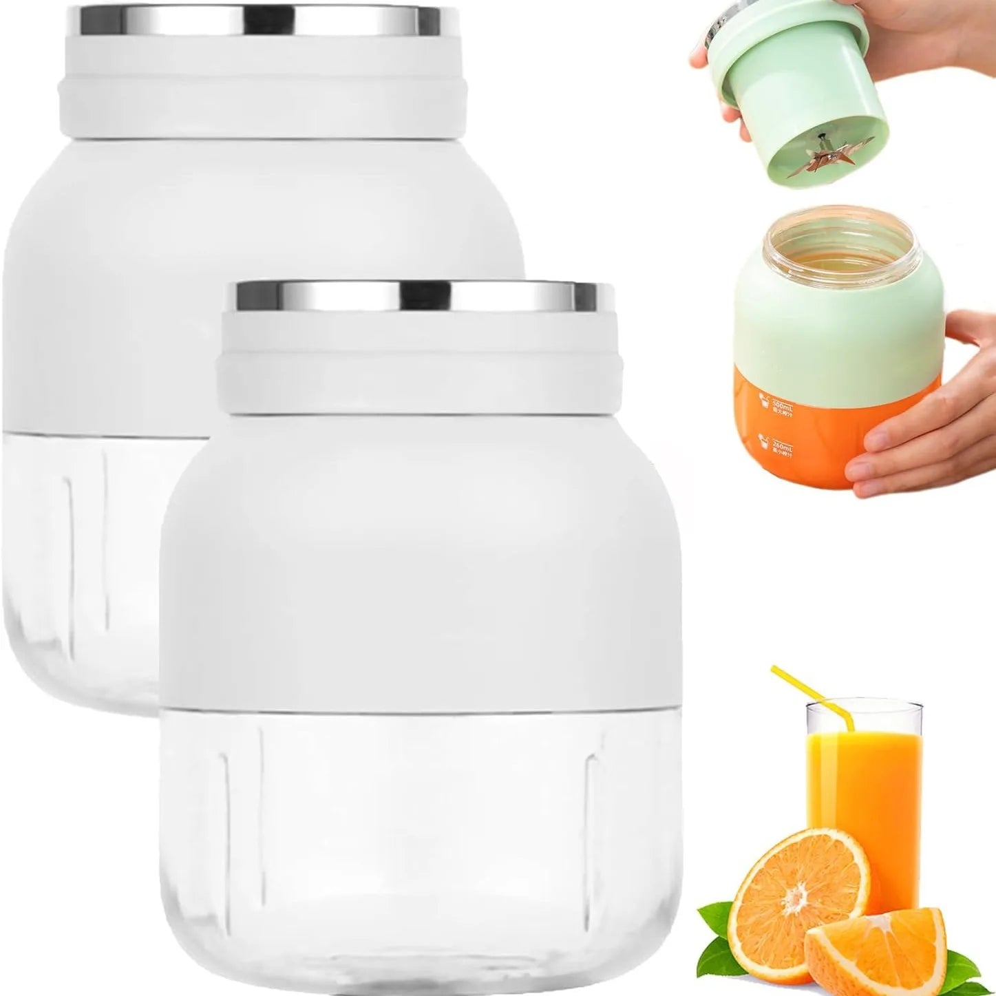 Portable Electric Juicer 800ml Rechargeable, Stainless Steel Blades