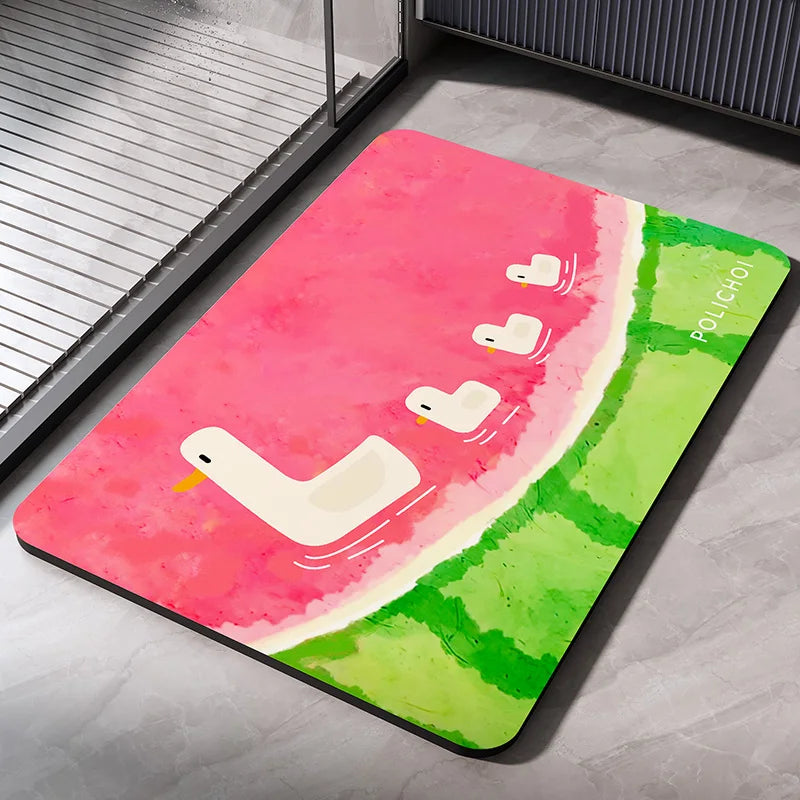 Diatomaceous Earth Bath Mat - Quick Dry Non-Slip Absorbent Shower & Bathroom Floor Rug