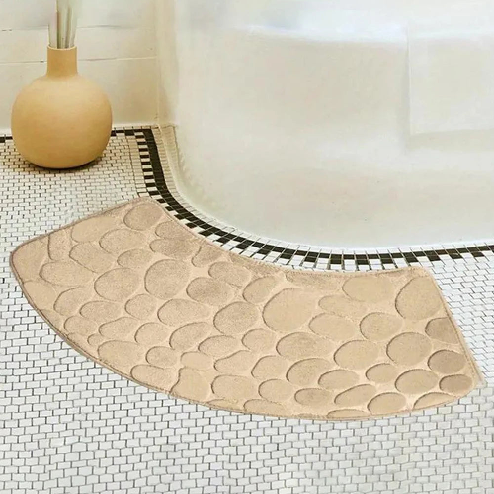 1PC Arc-Shaped Water-Absorbing Floor Mat, Sector-Shaped Carpet, Shower Room Entrance Foot Mat, Toilet Bathroom Anti-Slip Mat