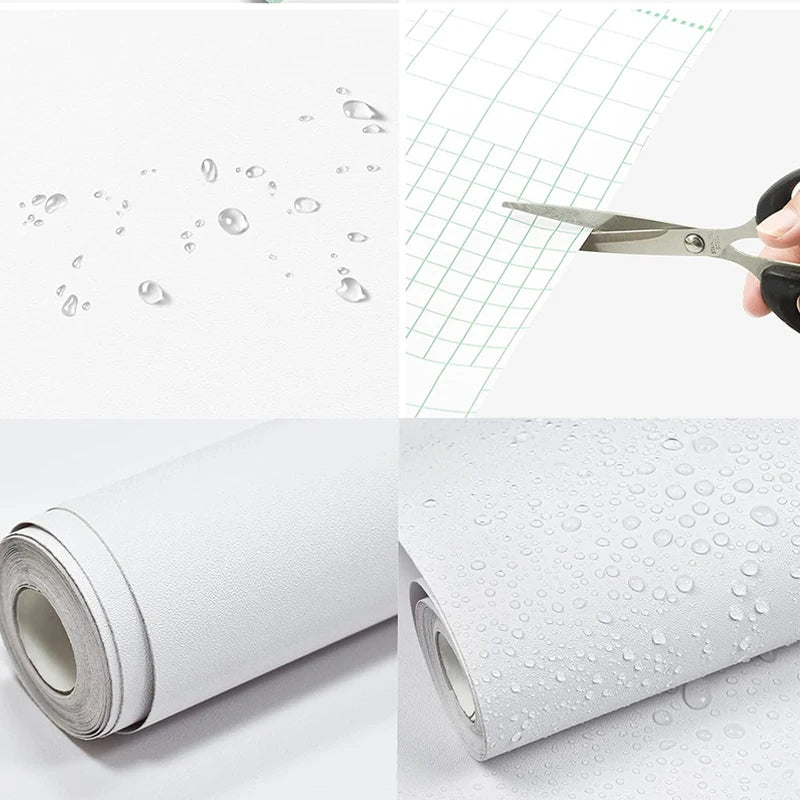 Waterproof Matte Vinyl Self-Adhesive Wallpaper - White & Black Contact Paper for Wall, Furniture & Living Room Decor - Hom Haven