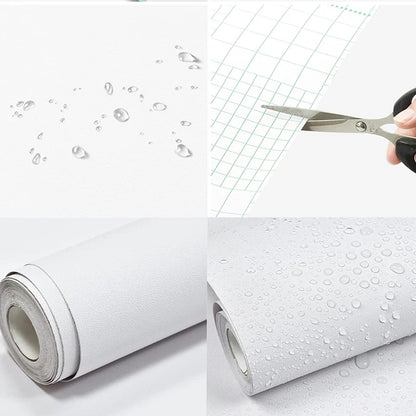 Waterproof Matte Vinyl Self-Adhesive Wallpaper - White & Black Contact Paper for Wall, Furniture & Living Room Decor - Hom Haven