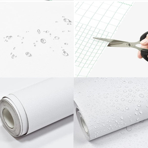 Waterproof Matte Vinyl Self-Adhesive Wallpaper - White & Black Contact Paper for Wall, Furniture & Living Room Decor - Hom Haven