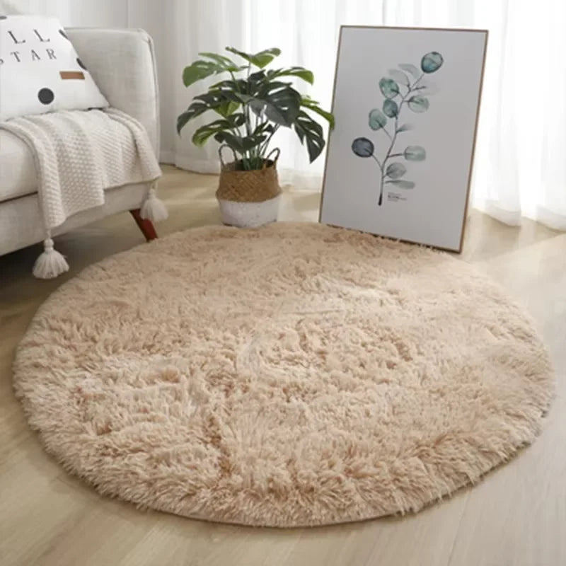 VIKAMA Ultra Soft Shaggy Round Rug - Fluffy White Carpet for Living Room, Bedroom & Kids Room