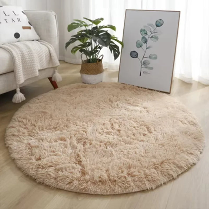VIKAMA Ultra Soft Shaggy Round Rug - Fluffy White Carpet for Living Room, Bedroom & Kids Room