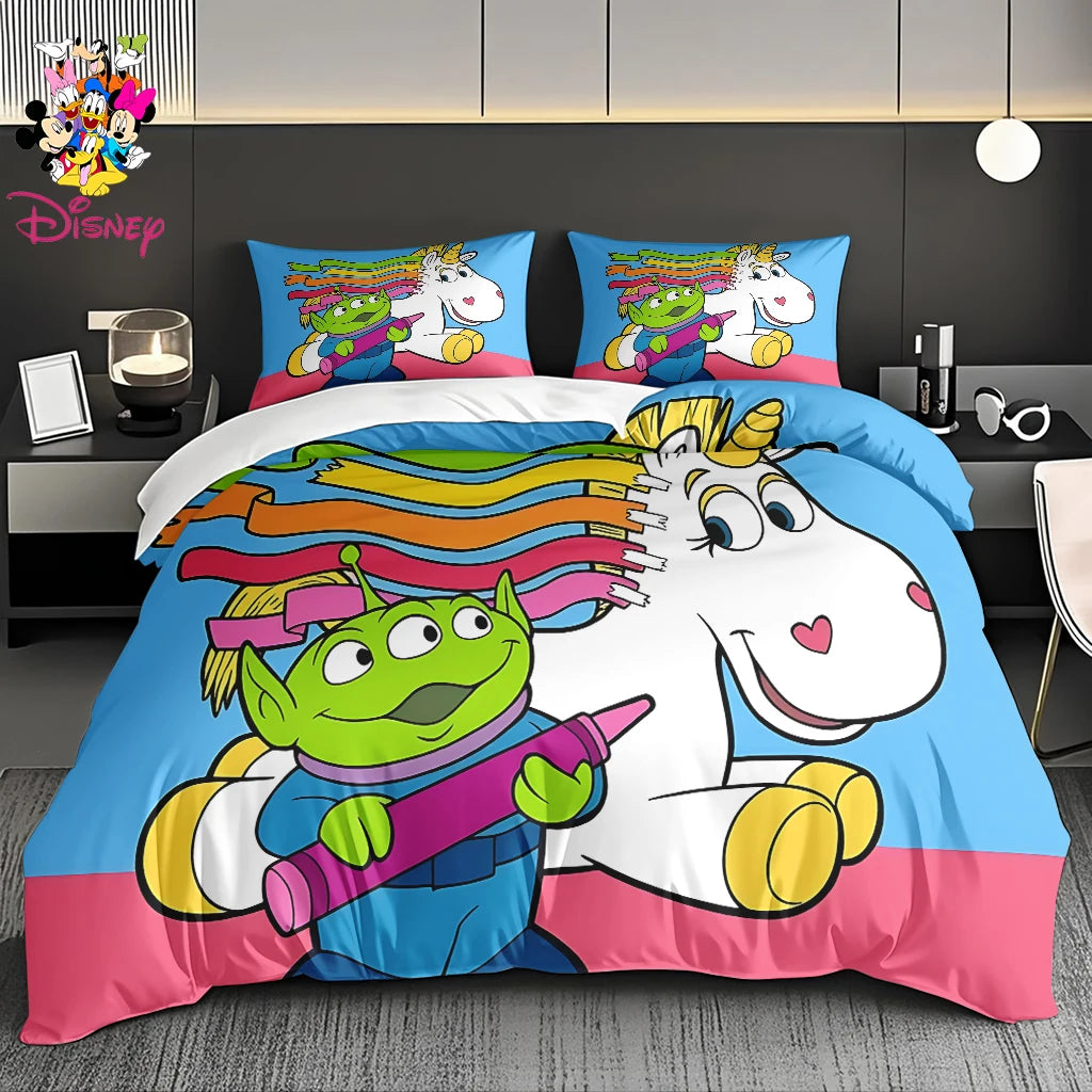 2/3pcs Disney Stitch & Mickey Duvet Cover Set Without Filler  Soft Bed Sheet,Skin-Friendly & Breathable Bedding Set Holiday Gift