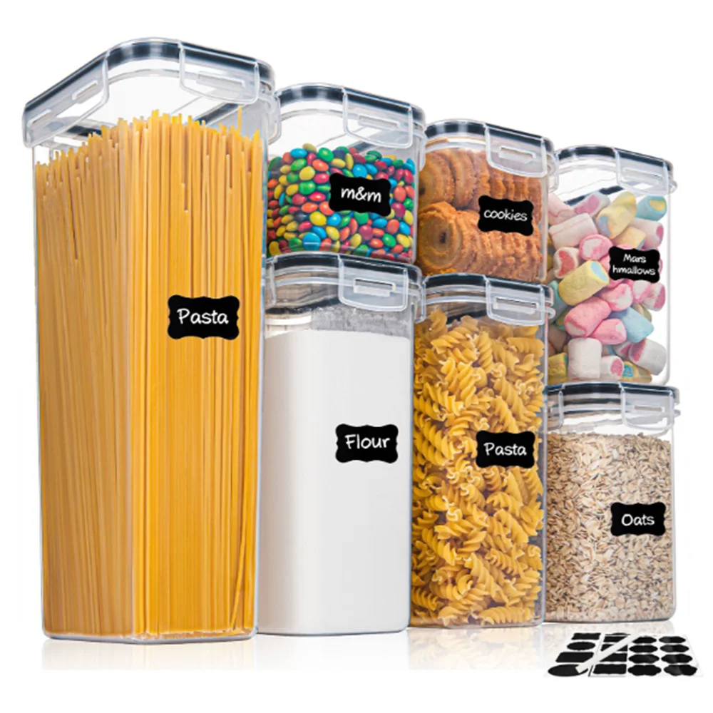 7-Piece BPA-Free Airtight Food Storage Container Set - Kitchen Organizer with Labels & Pen