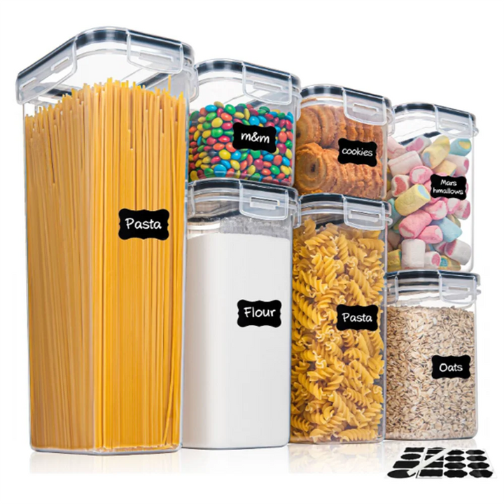 7-Piece BPA-Free Airtight Food Storage Container Set - Kitchen Organizer with Labels & Pen