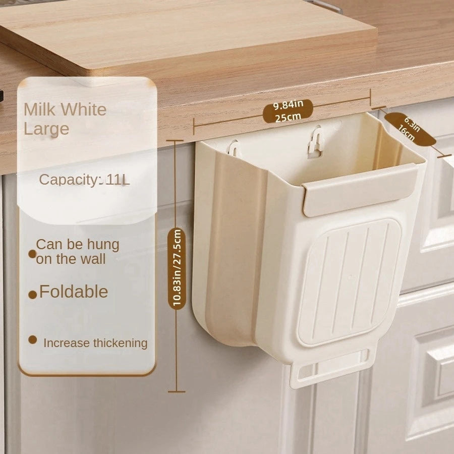 Foldable Hanging Kitchen Trash Can Space-Saving Cabinet Waste Bin