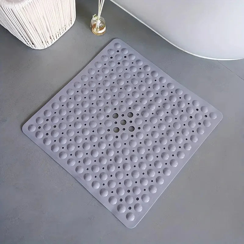 21x21 Inch Square Non-Slip Shower Mat - Clear PVC Anti-Slip Bathroom Stall Floor Mat