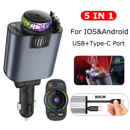 5-in-1 PD45W Car Charger with Starlight Aromatherapy Air Freshener - Hom Haven