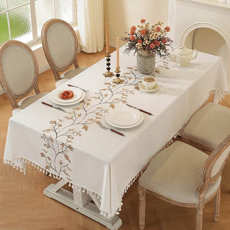 Battilo Linen Cotton Tablecloth Round Rectangular Table Cloth Waterproof Table Cover for Dining Coffee Table Kitchen Room Decor