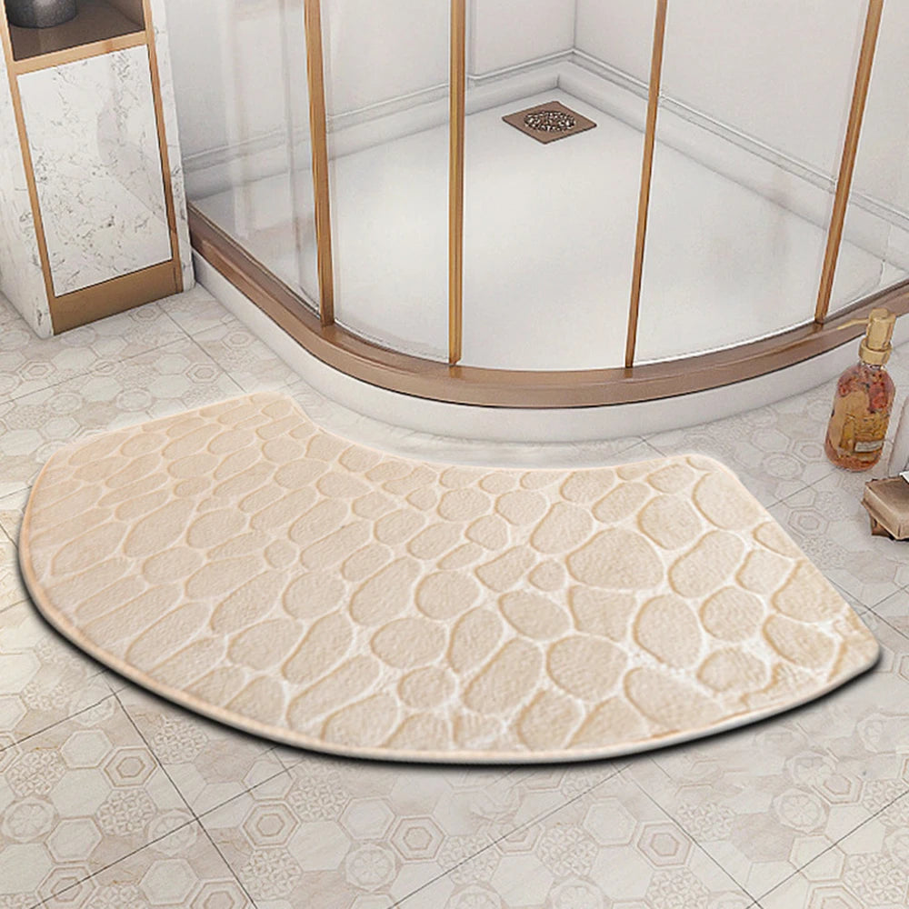 1PC Arc-Shaped Water-Absorbing Floor Mat, Sector-Shaped Carpet, Shower Room Entrance Foot Mat, Toilet Bathroom Anti-Slip Mat