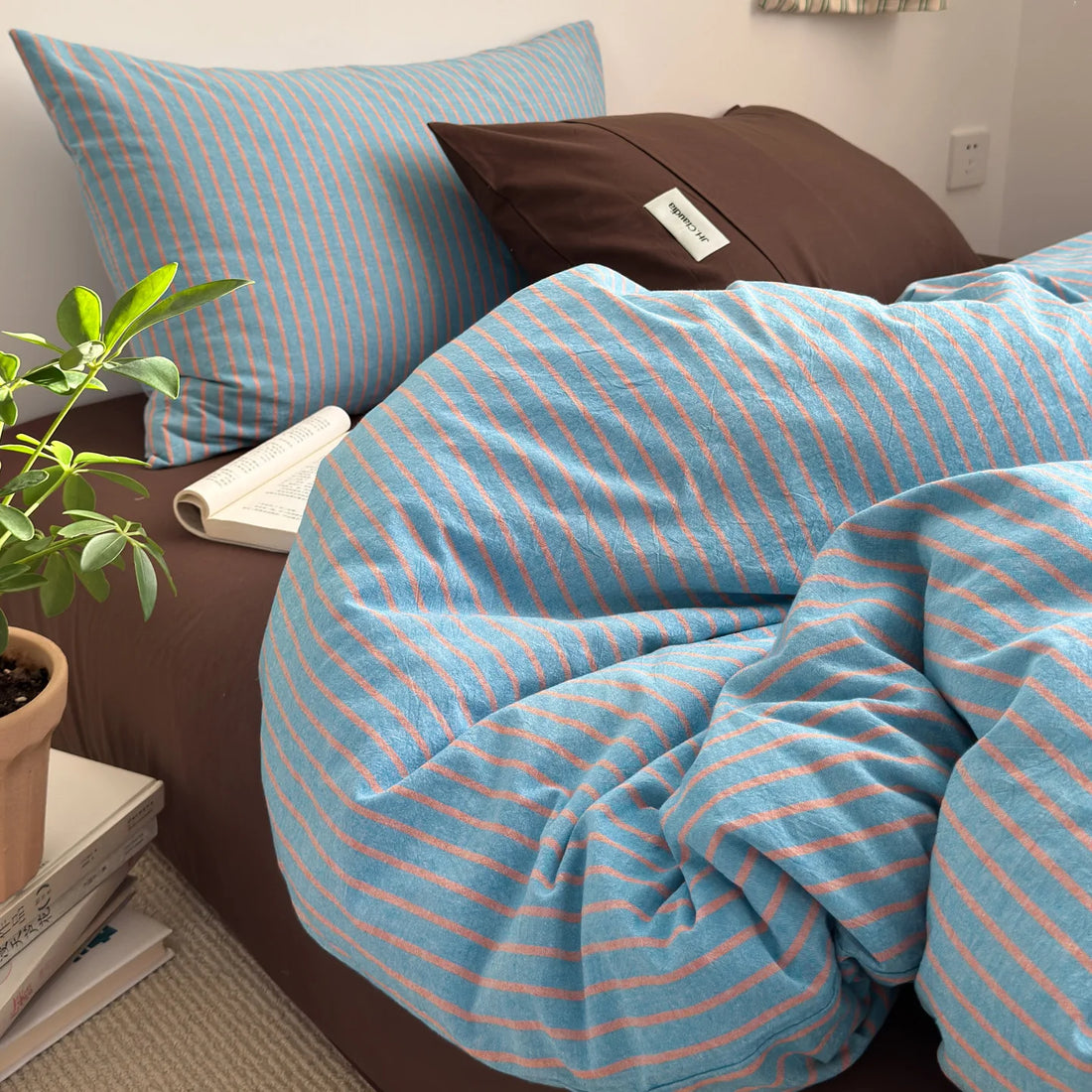 Simple Style Bedding Set Nordic Striped Duvet Cover Set 100% Cotton Flat Sheet Single Twin Size Double Bed Sheet Set For Bedroom