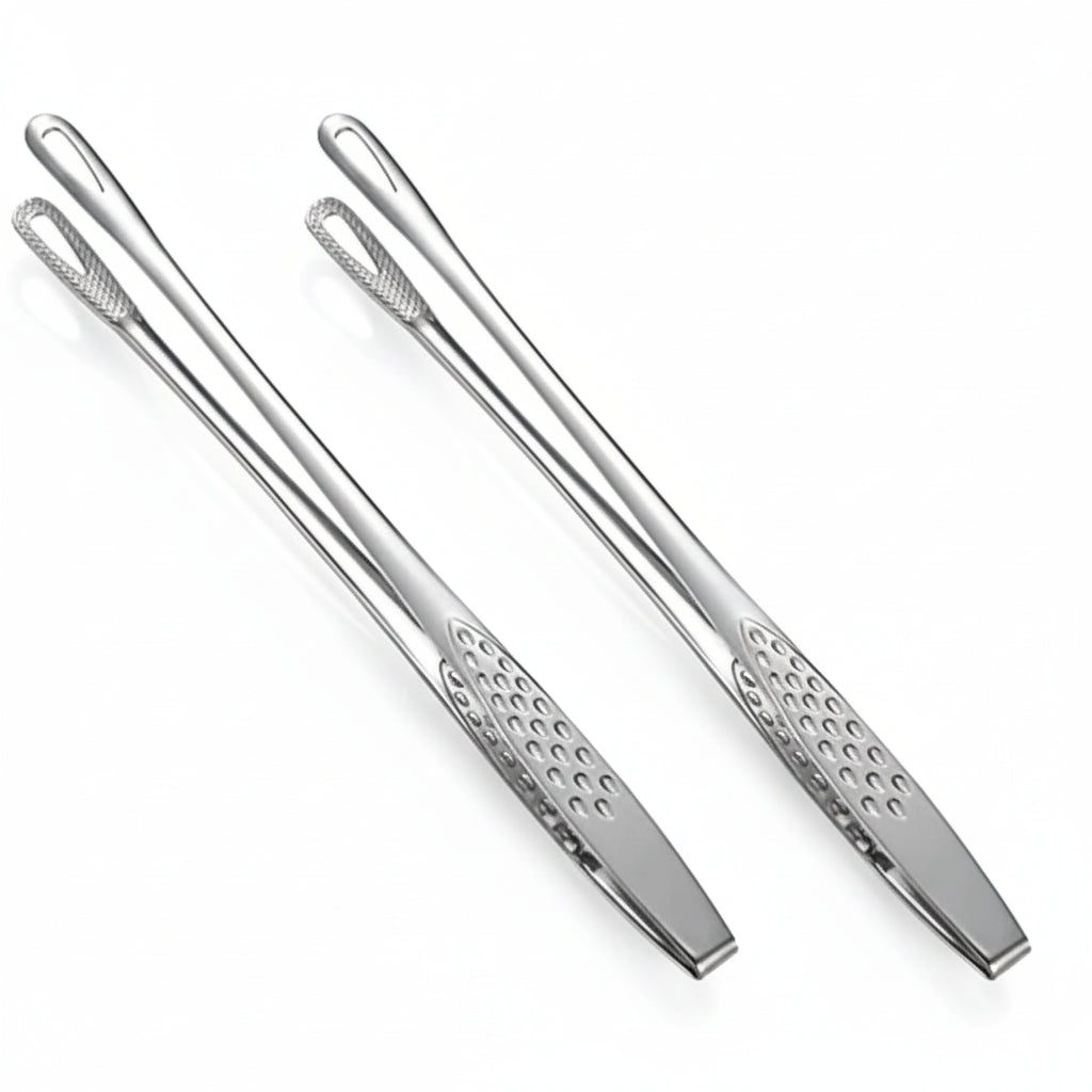 Stainless Steel BBQ & Kitchen Tongs - Reusable Cooking Tweezers for Meat, Vegetables & Barbecue