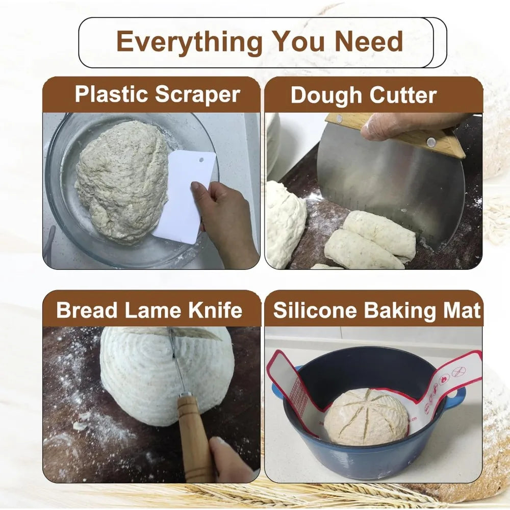 Sourdough Bread Baking Starter Kit with Proofing Baskets & Tools