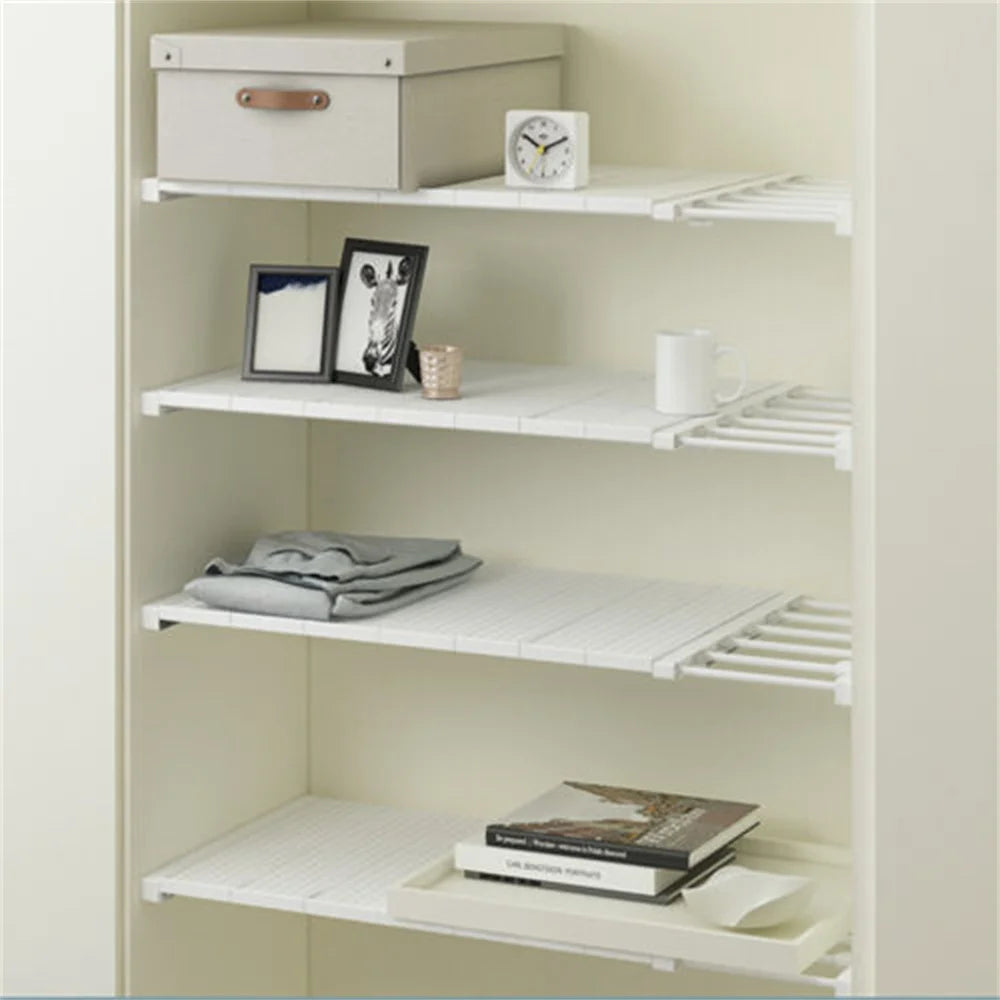 Adjustable Closet Shelf Organizer Extendable Wardrobe Divider Rack (No Drilling)