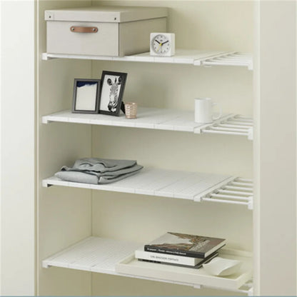 Adjustable Closet Shelf Organizer Extendable Wardrobe Divider Rack (No Drilling) - Hom Haven