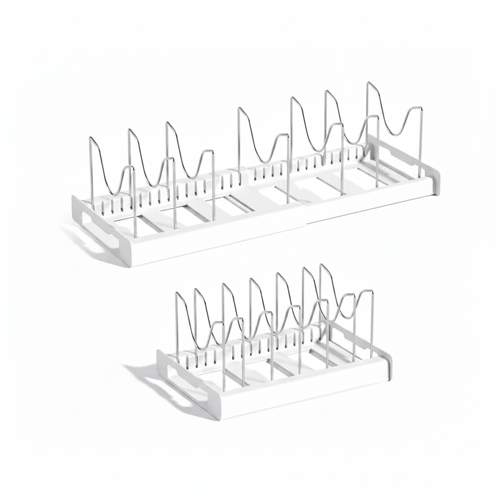 Adjustable Expandable Pot & Lid Organizer Rack with 7 Compartments