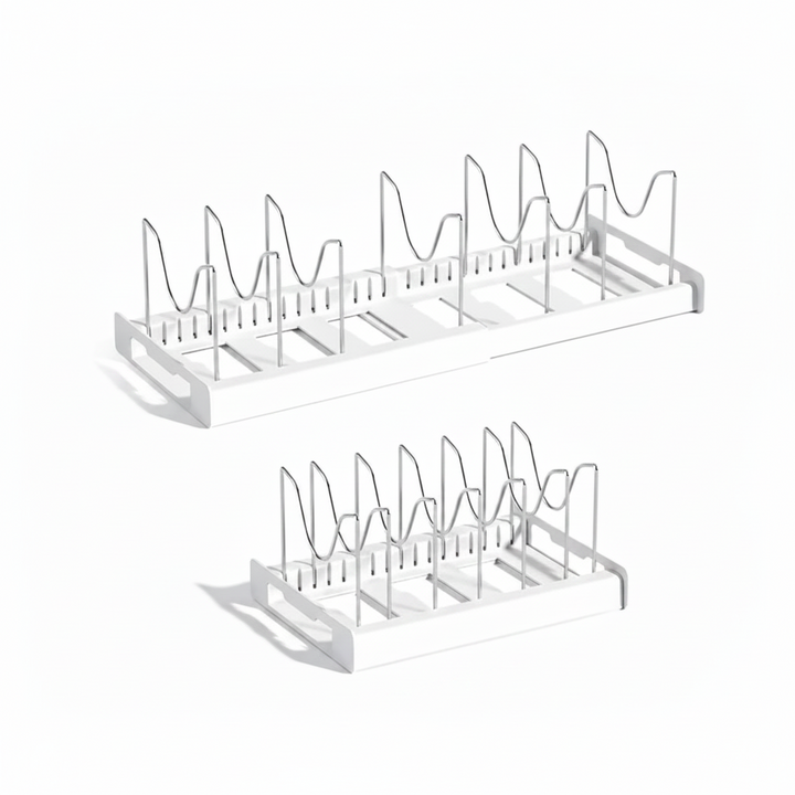 Adjustable Expandable Pot & Lid Organizer Rack with 7 Compartments